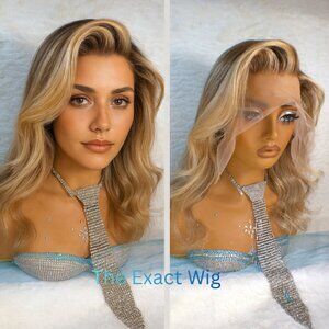 ✨14-18 inch Feathered & Styled Blonde Ombre Lace Wig Human Hair Hand Colored✨